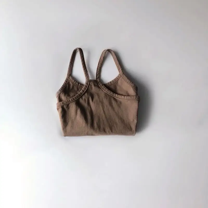Girls Cotton 3-Piece Summer Set Brown