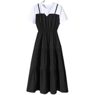 Large Size Women's Navy Blue Sling Dress Summer Chubby - Image 8