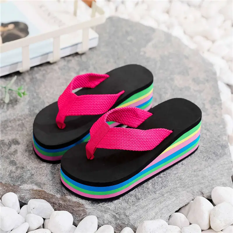 Women's Rainbow Sandal Flip Flops Summer Thick Sole