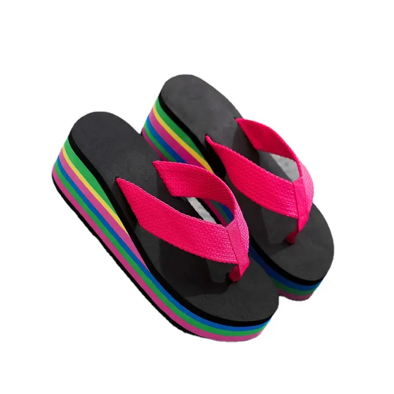 Women's Rainbow Sandal Flip Flops Summer Thick Sole