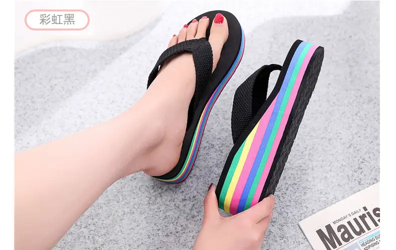 Women's Rainbow Sandal Flip Flops Summer Thick Sole — feature 3