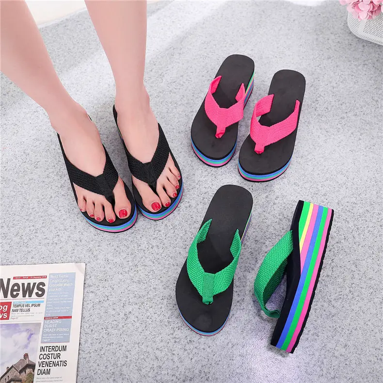 Women's Rainbow Sandal Flip Flops Summer Thick Sole — feature 35