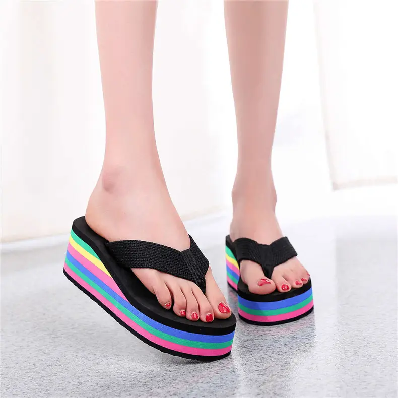 Women's Rainbow Sandal Flip Flops Summer Thick Sole — feature 36