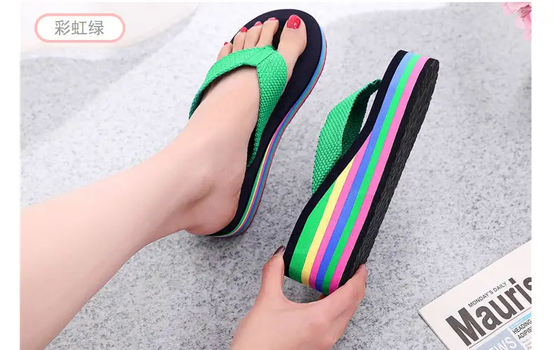 Women's Rainbow Sandal Flip Flops Summer Thick Sole — feature 4