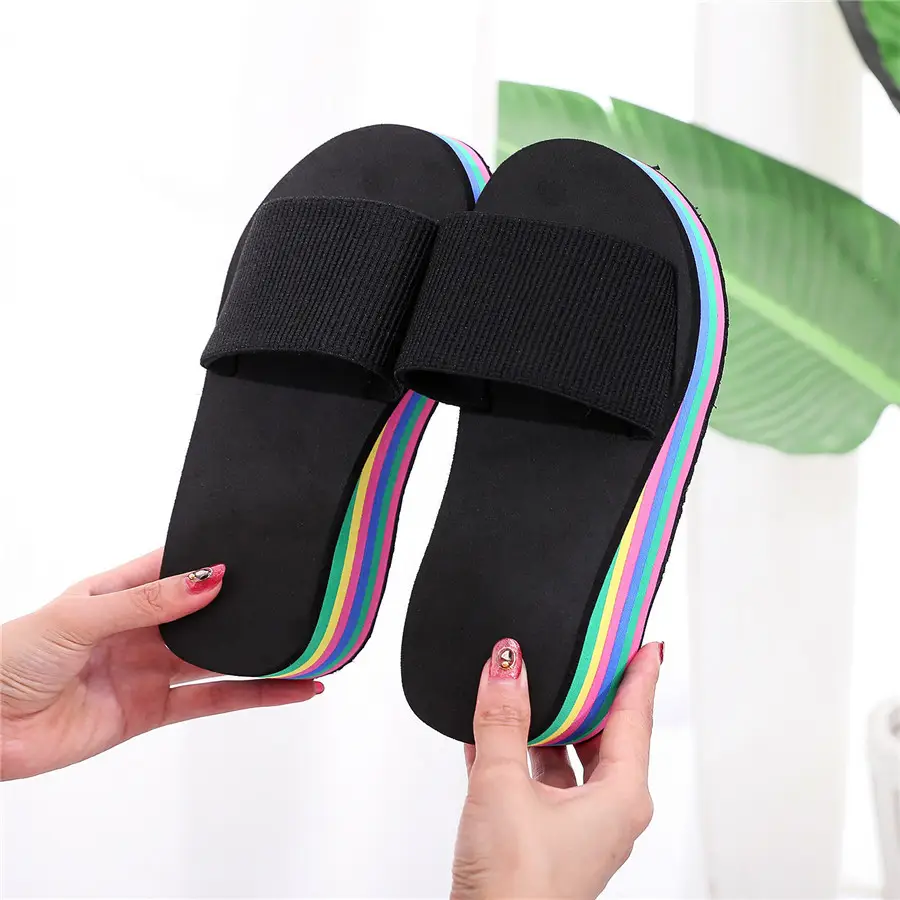 Women's Rainbow Sandal Flip Flops Summer Thick Sole
