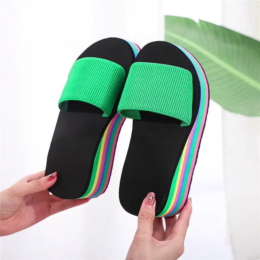 Women's Rainbow Sandal Flip Flops Summer Thick Sole