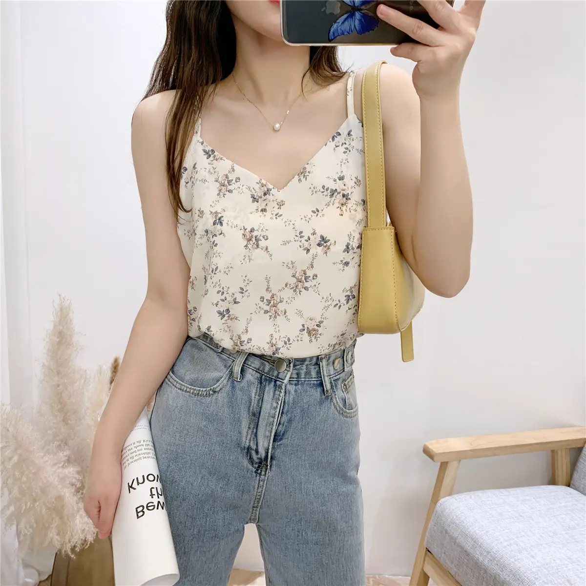 Women Floral Camisole V-Neck Chiffon Top Summer 2023 — feature 10