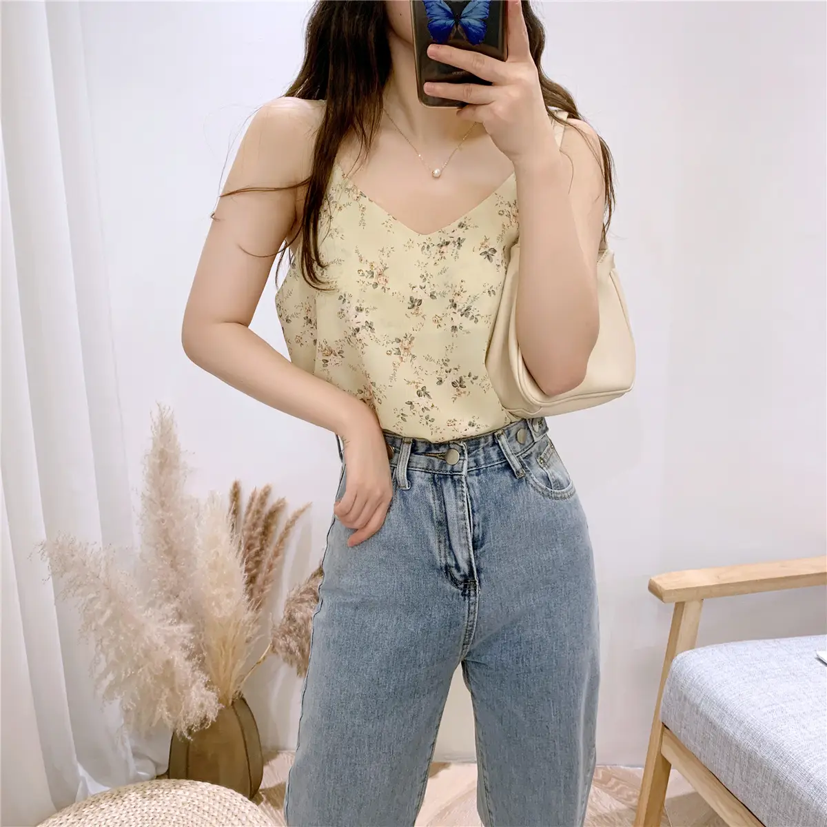 Women Floral Camisole V-Neck Chiffon Top Summer 2023 — feature 7