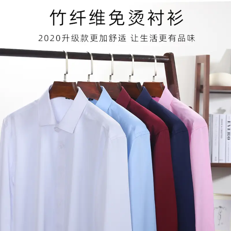 Men's Navy Bamboo Fiber Unstitched Shirt KH317 - Image 11