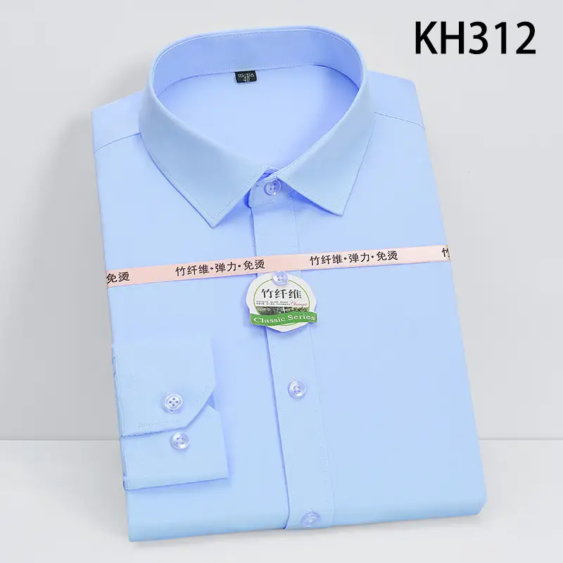 Men's Navy Bamboo Fiber Unstitched Shirt KH317 - Image 2