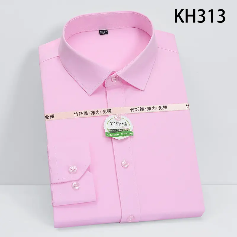 Men's Navy Bamboo Fiber Unstitched Shirt KH317 - Image 3