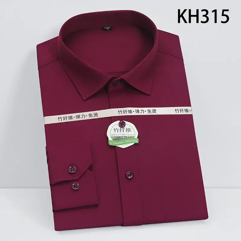 Men's Navy Bamboo Fiber Unstitched Shirt KH317 - Image 4