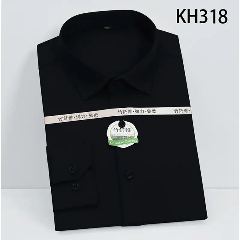 Men's Navy Bamboo Fiber Unstitched Shirt KH317 - Image 7