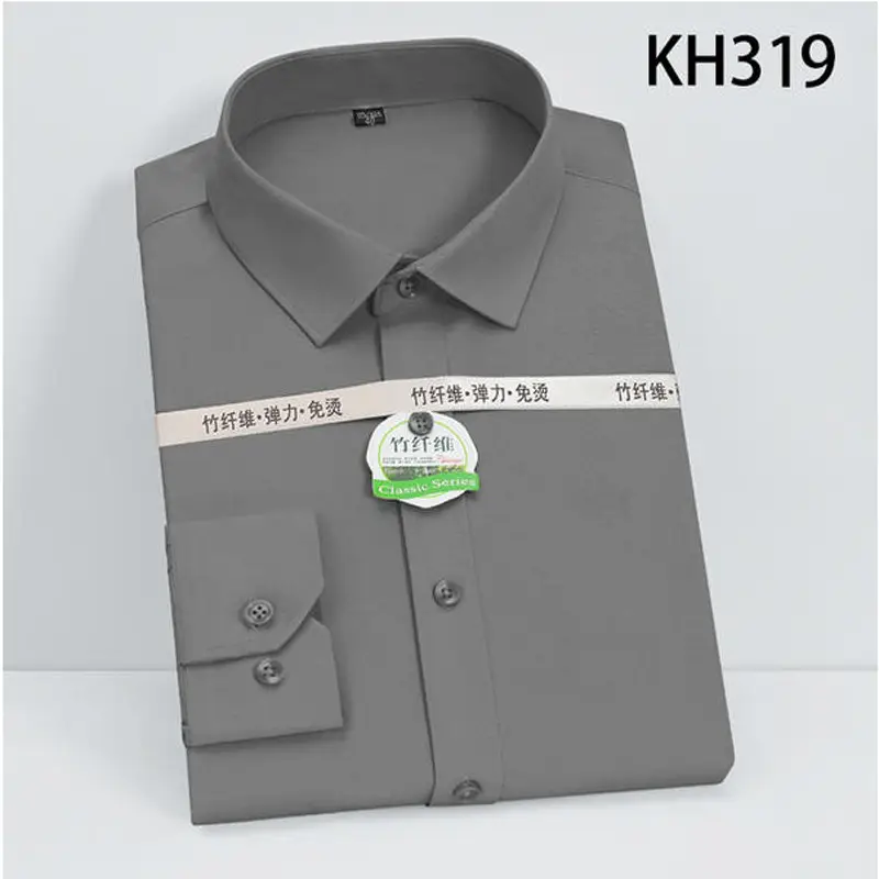 Men's Navy Bamboo Fiber Unstitched Shirt KH317 - Image 8