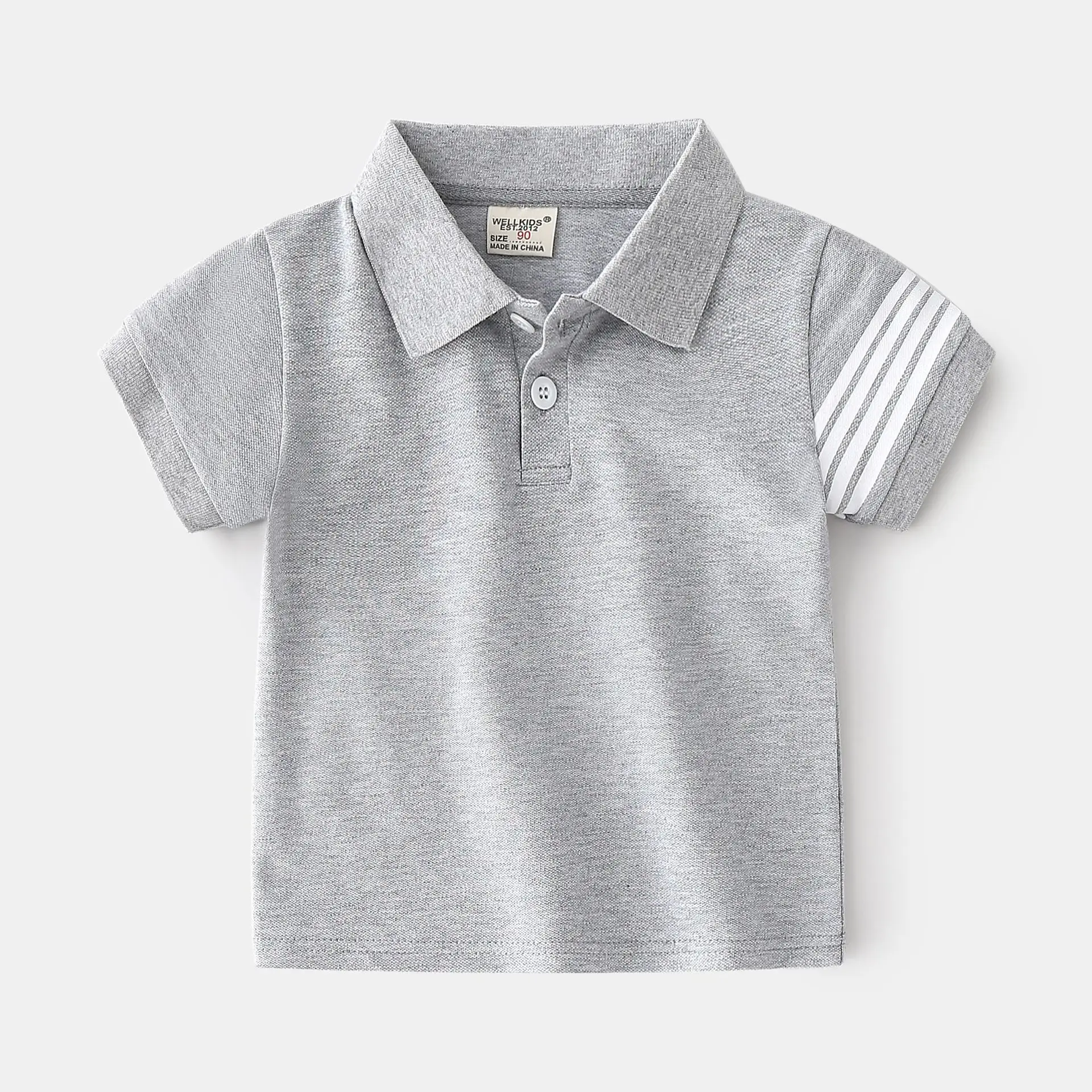 Summer Boys Polo T-Shirt Navy Blue Striped Sleeve