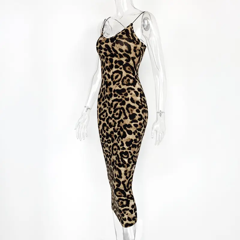 Leopard Print V-Backless Nightwear Dress for Women — feature 23