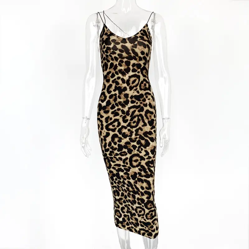 Leopard Print V-Backless Nightwear Dress for Women — feature 22