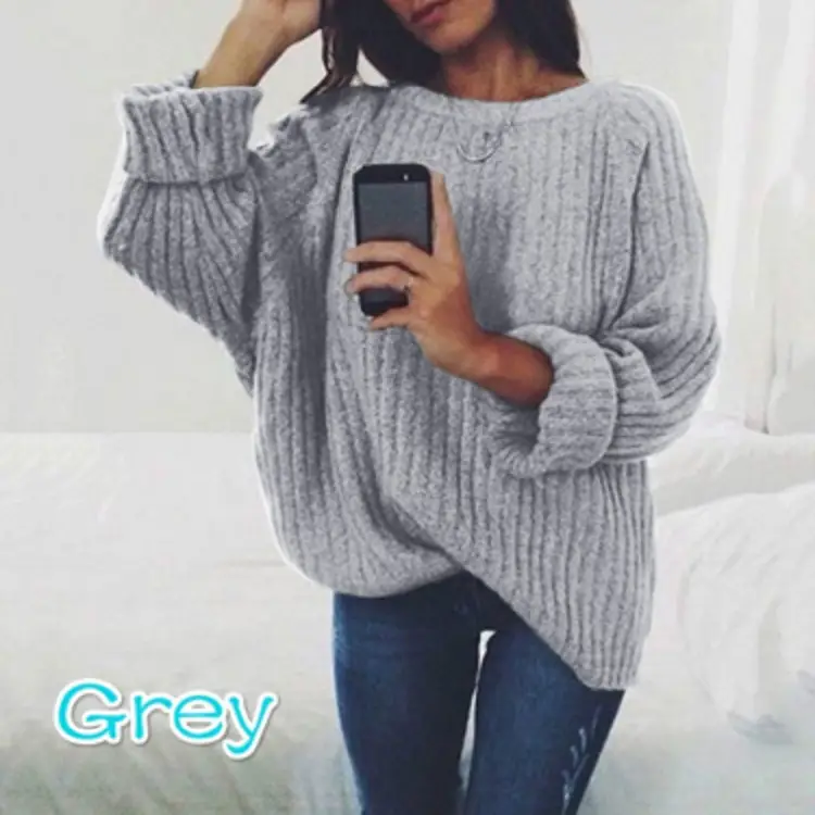 Grey Knitted Women's Loose Fit Jacket Large - Image 6