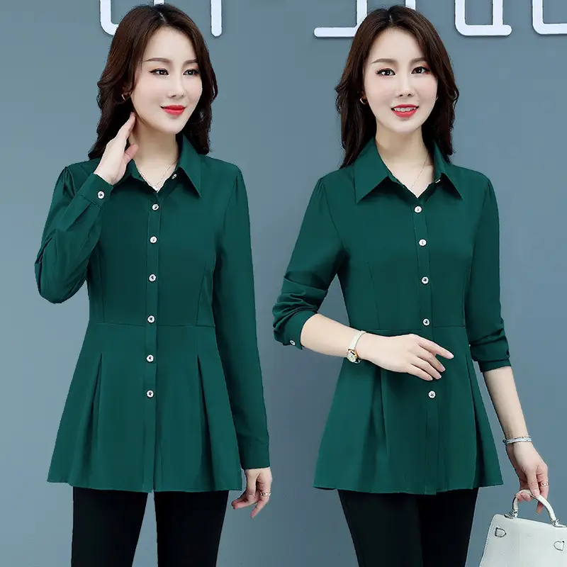 2026 Spring Women's Beige Slim Fit Long Sleeve Shirt - Image 7