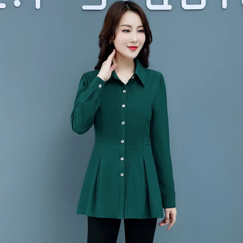 2026 Spring Women's Beige Slim Fit Long Sleeve Shirt - Image 4