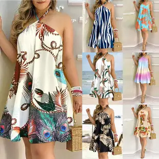 New Peacock Feather Print V-Neck Jumpsuit for Women — feature 11
