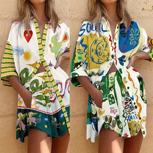 New Peacock Feather Print V-Neck Jumpsuit for Women — feature 5