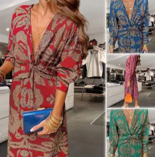New Peacock Feather Print V-Neck Jumpsuit for Women — feature 6