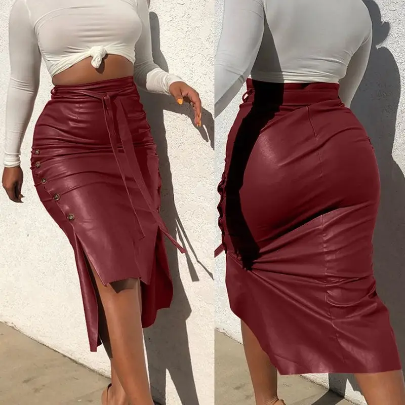 Women's Black Split Slim Fit Hip Skirt Autumn Winter - Image 5
