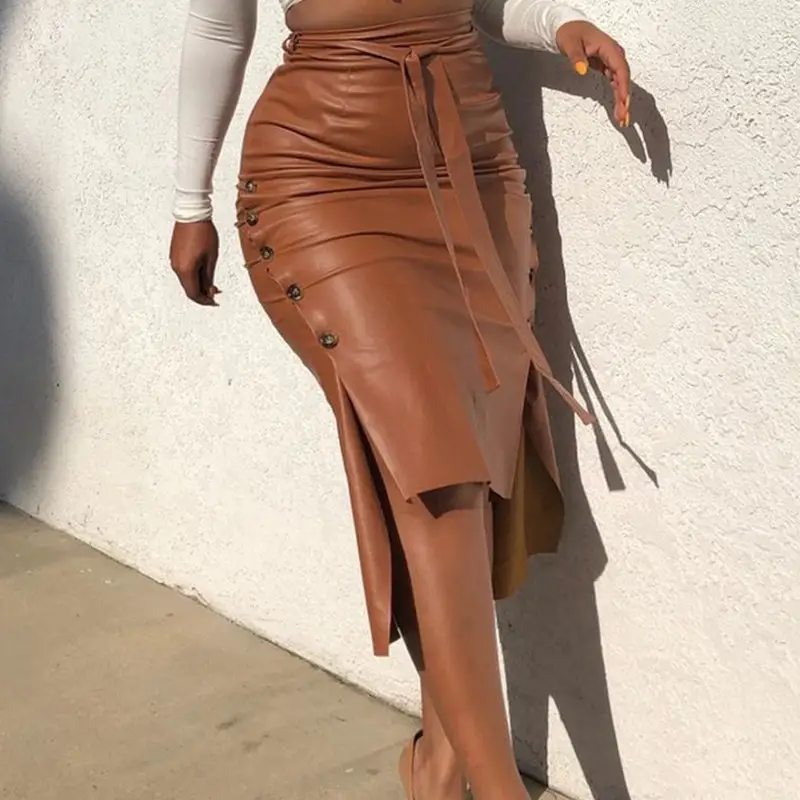 Women's Black Split Slim Fit Hip Skirt Autumn Winter - Image 7