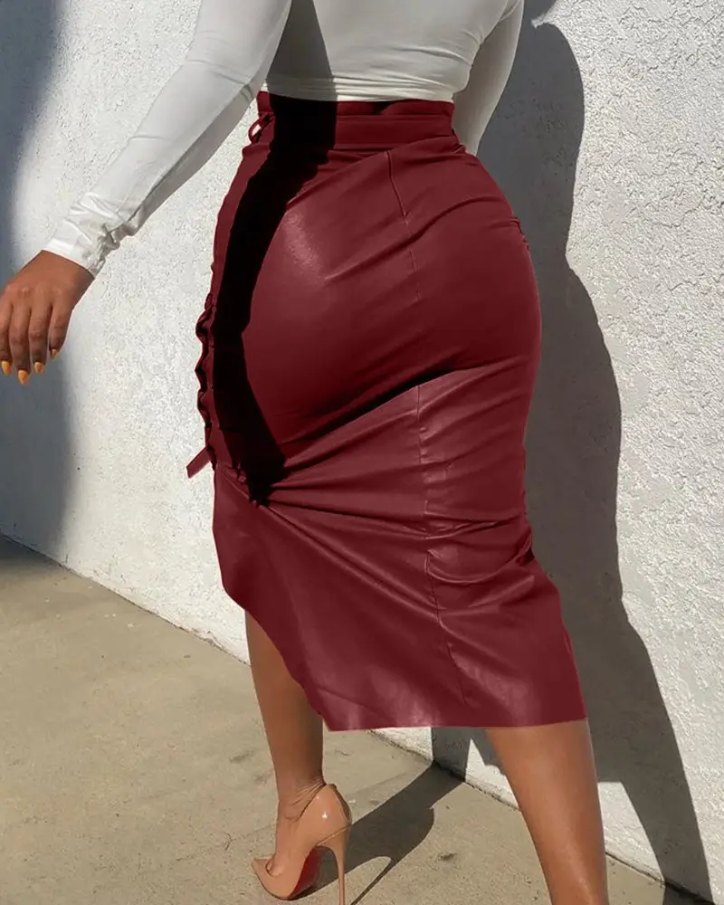 Women's Black Split Slim Fit Hip Skirt Autumn Winter — feature 6