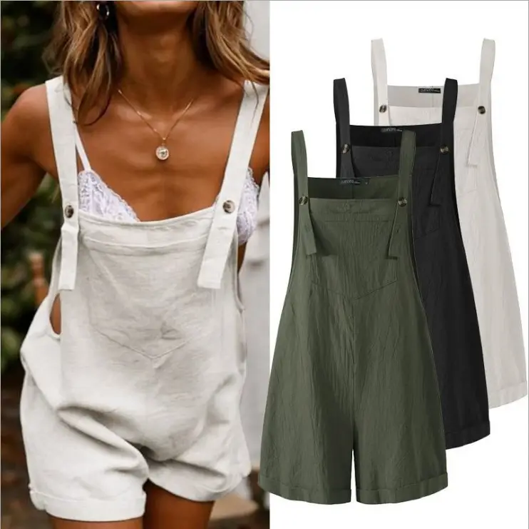 Women's Orange Strap Shorts Cotton Linen Summer Casual - Image 8