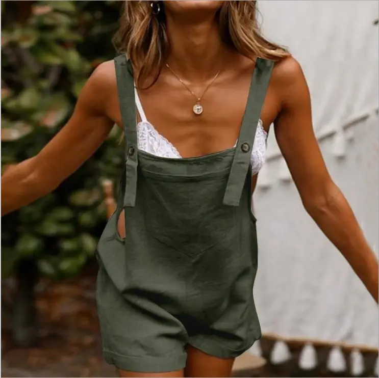 Women's Orange Strap Shorts Cotton Linen Summer Casual - Image 9