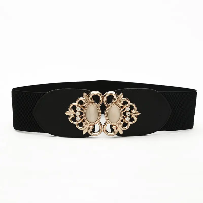 White Korean Cat's Eye Belt with Inlay Button - Image 2