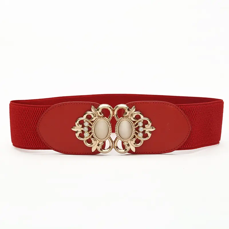 White Korean Cat's Eye Belt with Inlay Button