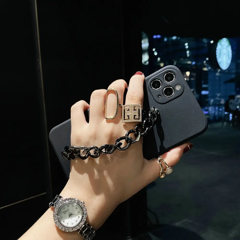 Black Matte iPhone Case with Drop Resistant Chain - Image 4