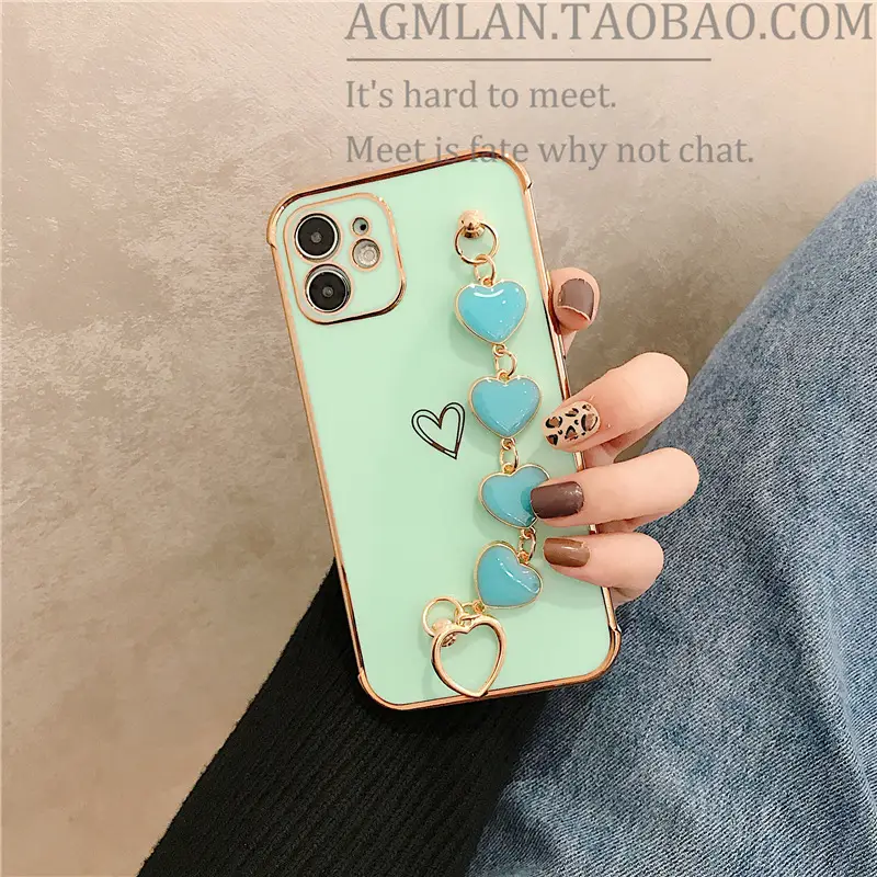 Light Blue Heart & Chain iPhone Case for 13 Pro Max - Image 4