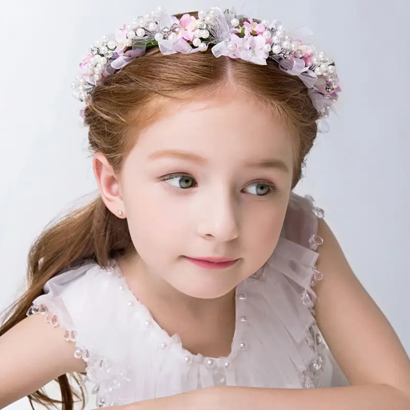 Korean Girl's Floral Crystal Hair Belt for Princess Style - Image 2