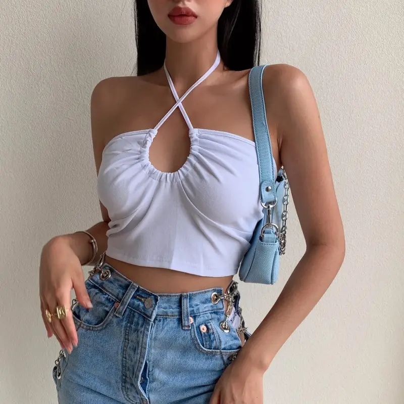 Women's Black Low Cut Drawstring Camisole with Multi-Wear Bag