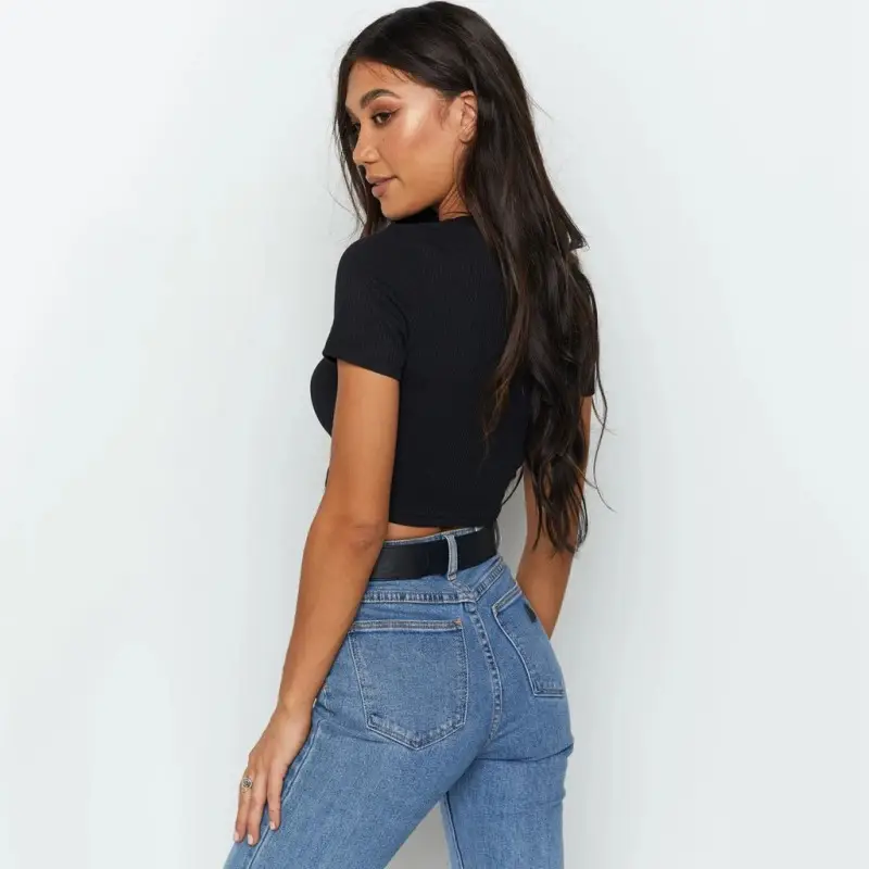 2024 Short Sleeve T-Shirt Blue Denim Shorts Set - Image 6