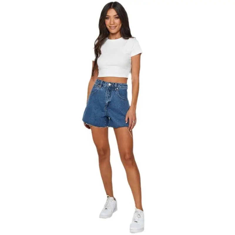 2024 Short Sleeve T-Shirt Blue Denim Shorts Set - Image 7