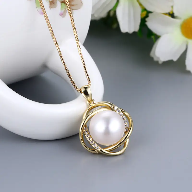 Cross-Border Freshwater Pearl Necklace with Gold Chain - Image 2