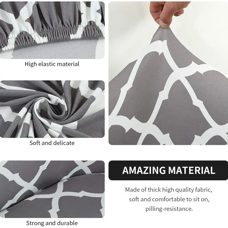 Elastic Floral Split Sofa Cover Double Layer White - Image 44