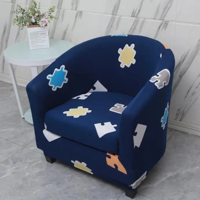 Elastic Floral Split Sofa Cover Double Layer White - Image 22