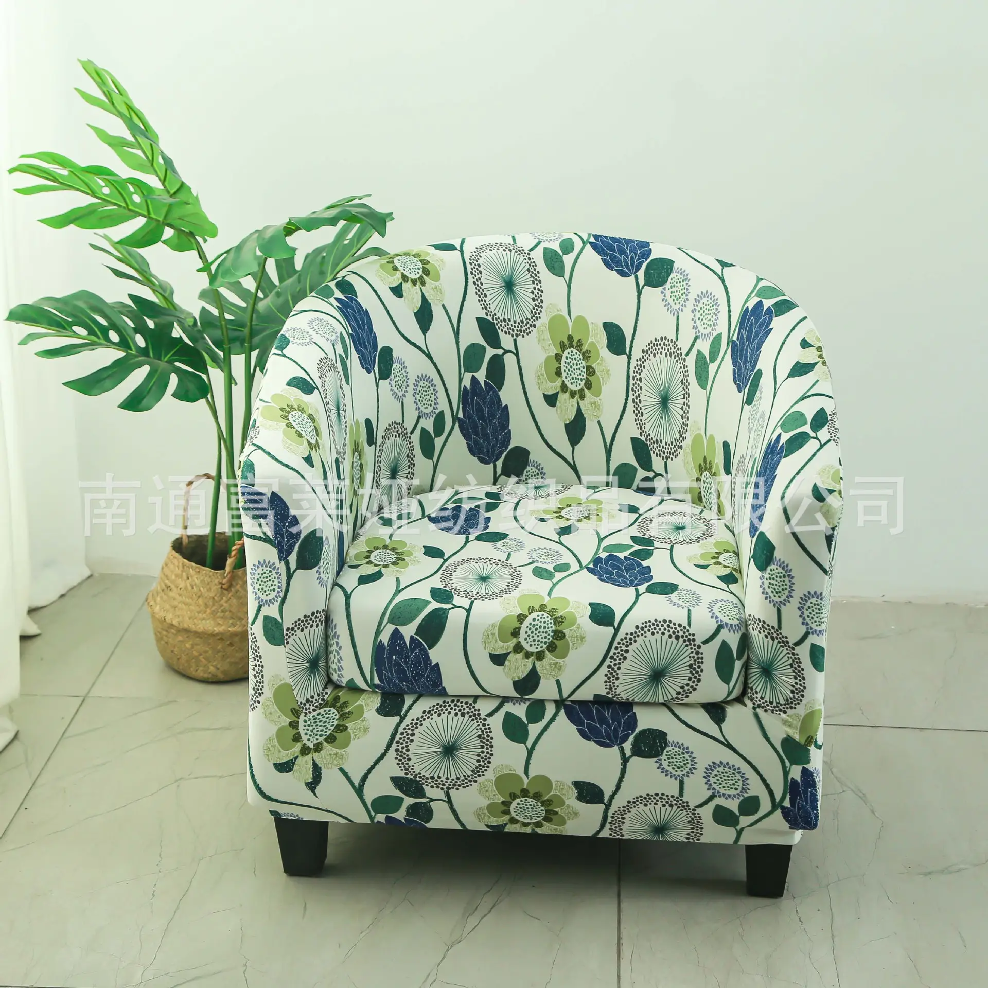 Elastic Floral Split Sofa Cover Double Layer White - Image 39