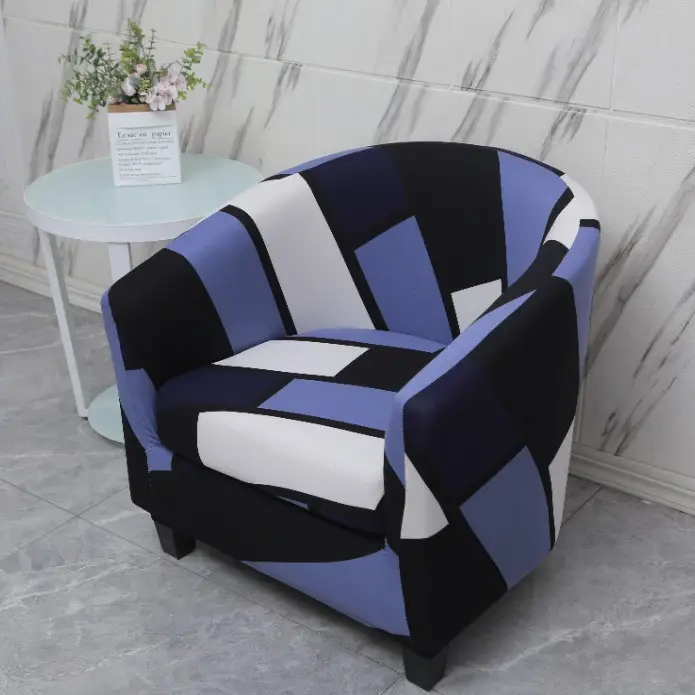Elastic Floral Split Sofa Cover Double Layer White - Image 4