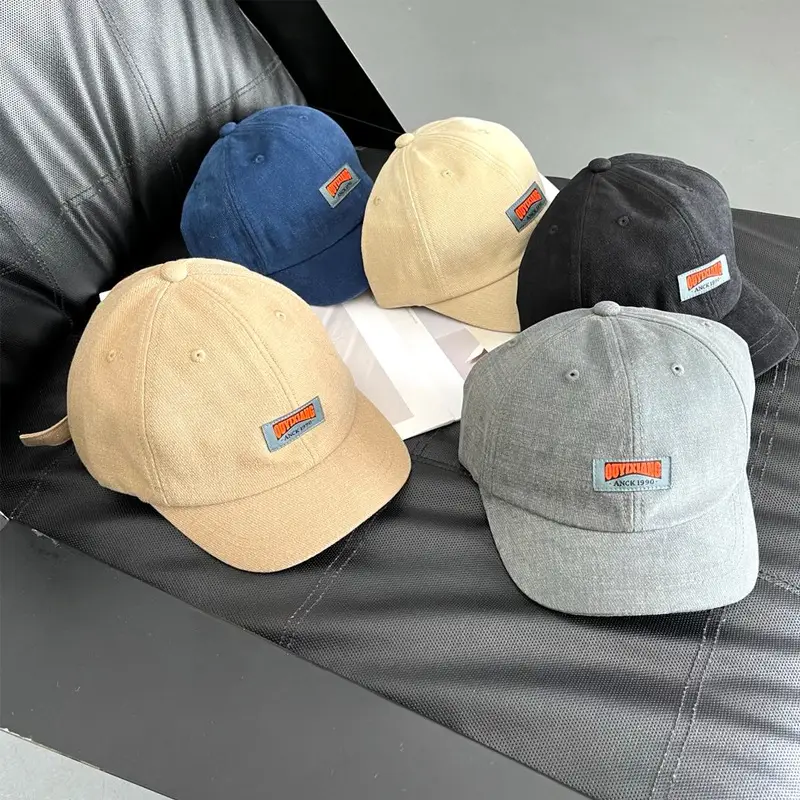 American Men Retro Leather Label Brim Cap Autumn Winter - Image 6