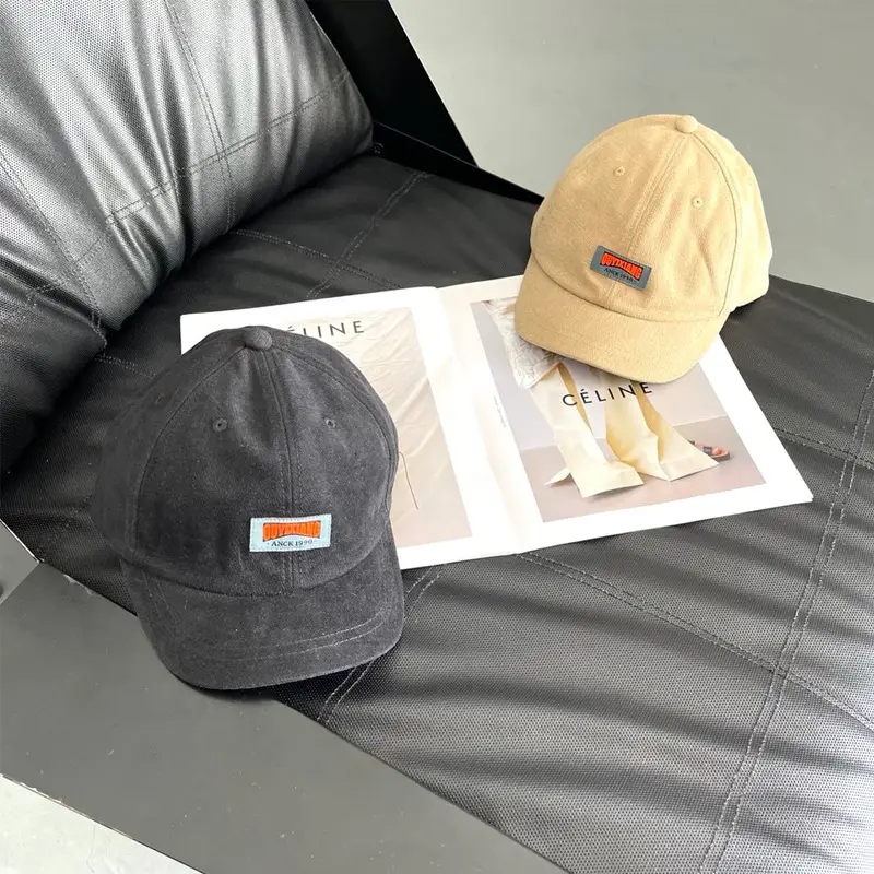 American Men Retro Leather Label Brim Cap Autumn Winter - Image 7
