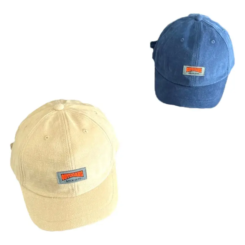 American Men Retro Leather Label Brim Cap Autumn Winter