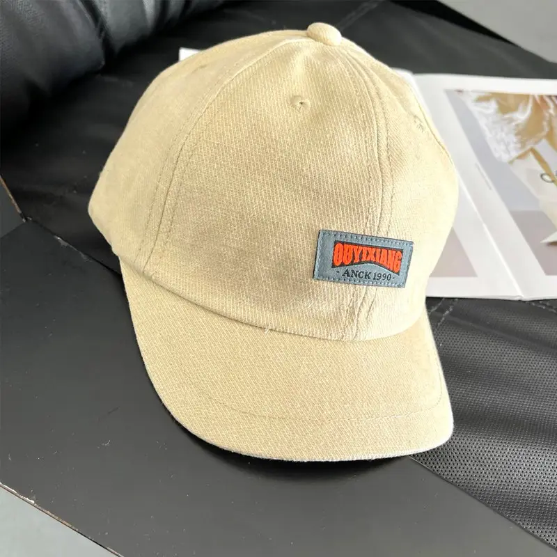 American Men Retro Leather Label Brim Cap Autumn Winter - Image 4