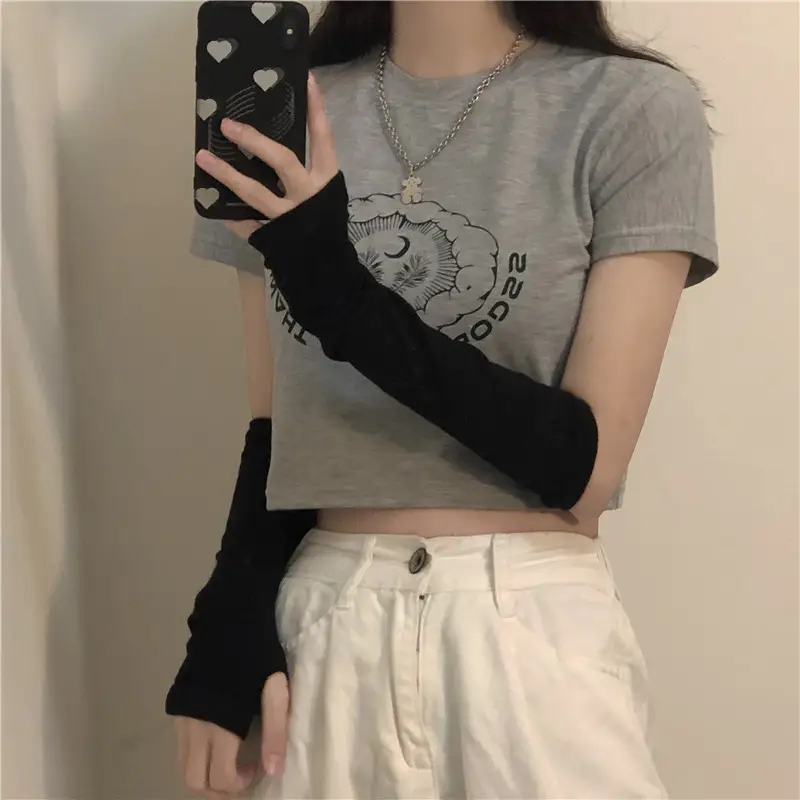 Women Printed Short Sleeve T-Shirt White Denim Shorts Set — feature 6